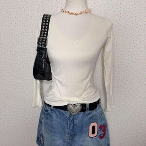 Women's White and Cream Shirt